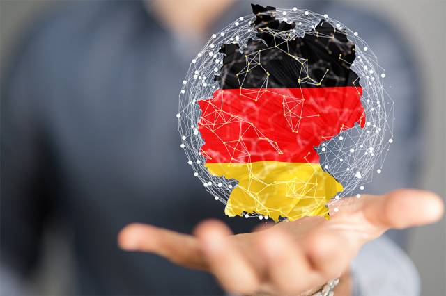 Umriss von Deutschland mit Flagge